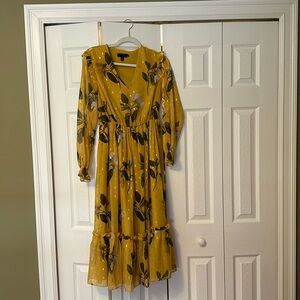 Ted Baker Yellow long sleeve maxi floral dress. Great Condition!